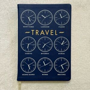 Blue Travel Journal with World Clocks